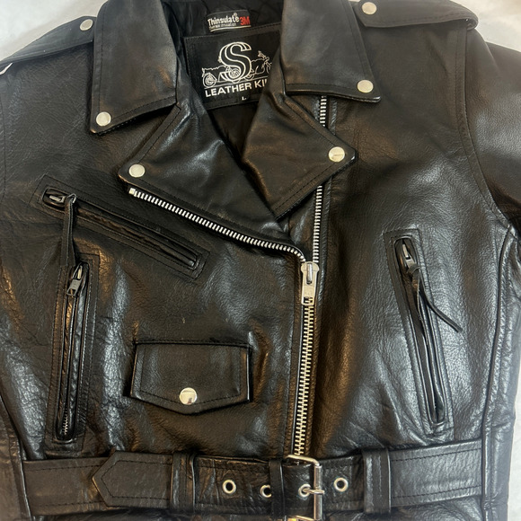 Shaf Leather Jacket Men’s L 42 Motorcycle Moto Biker Style Grunge Rock VTG 80's - Picture 2 of 15